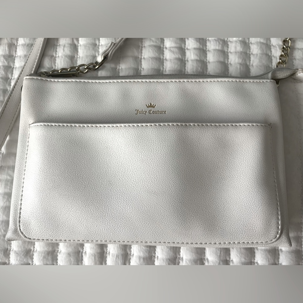 vintage y2k juicy couture white gold purse with long strap authentic early 2000s
